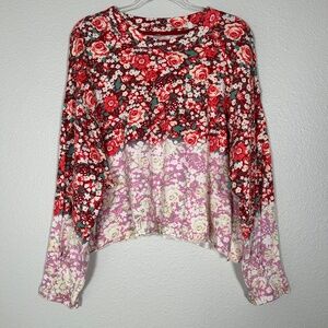 Free People Movement size L long sleeve tee faded poppy red relaxed fit